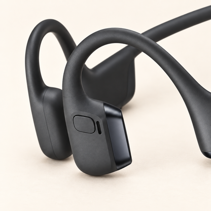 SHOKZ OpenRun Pro 2 physical control button and adjacent slit detail.