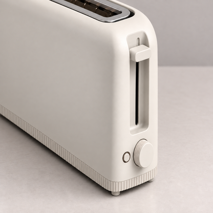 Control end showing the toaster lever, cancel button and shade knob.
