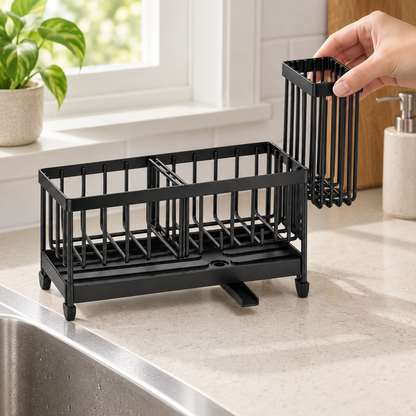 Removable side brush holder lifted from the sink caddy.