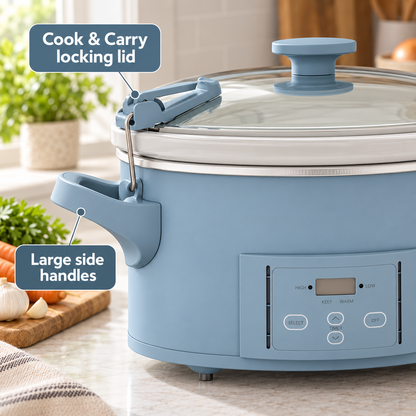 Crock-Pot Design Series 7-Quart, Morning Haze Blue — Lock + Carry