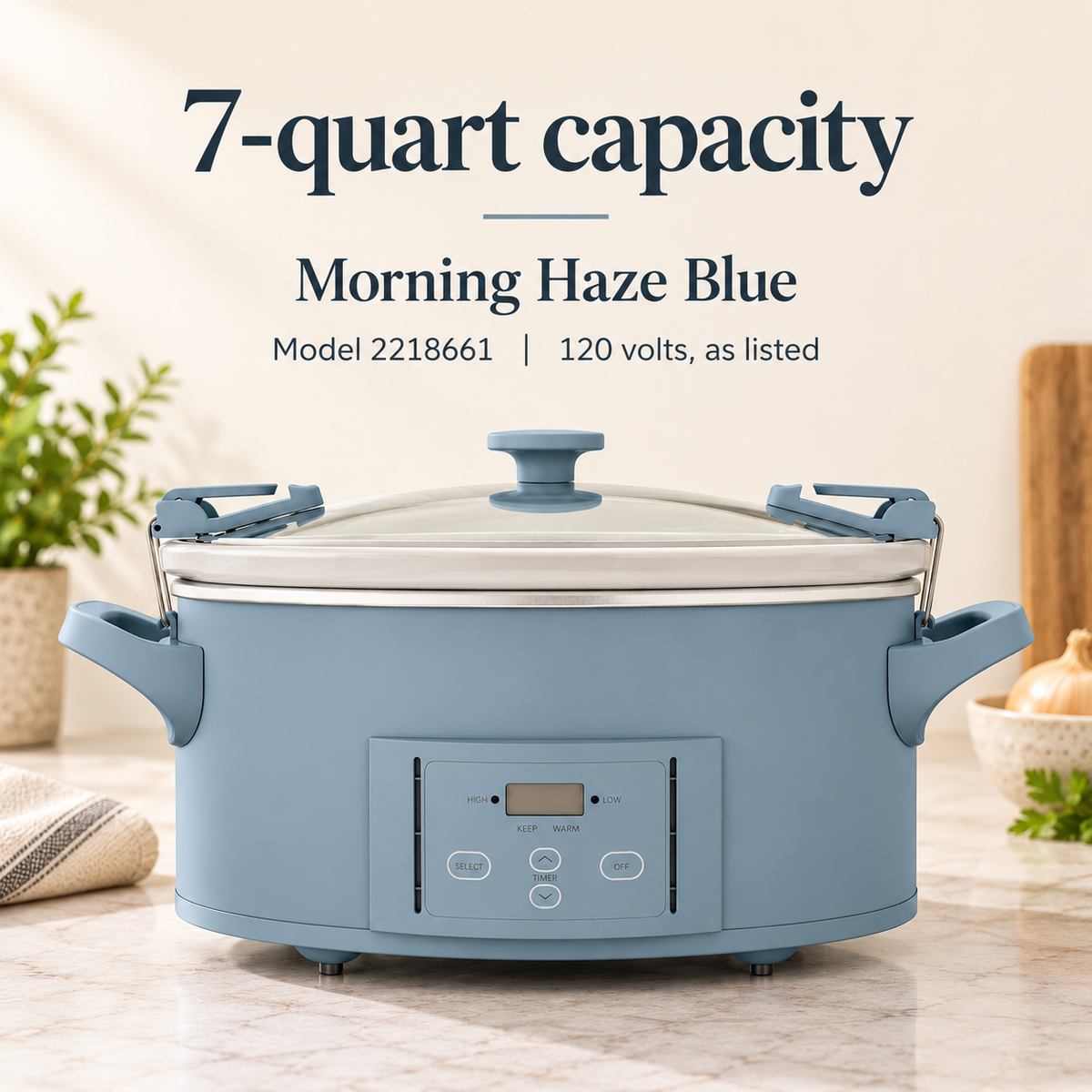 Crock-Pot Design Series 7-Quart, Morning Haze Blue — Capacity + Specs