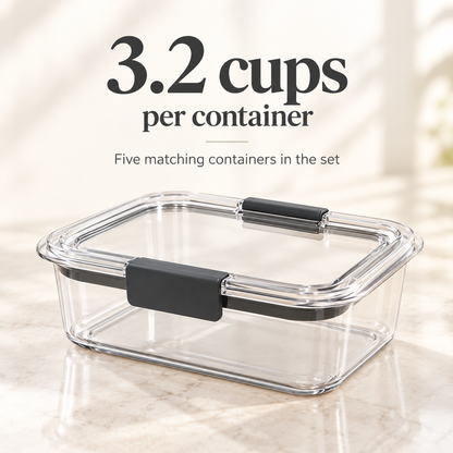Rubbermaid Brilliance 3.2-cup set of five — Capacity