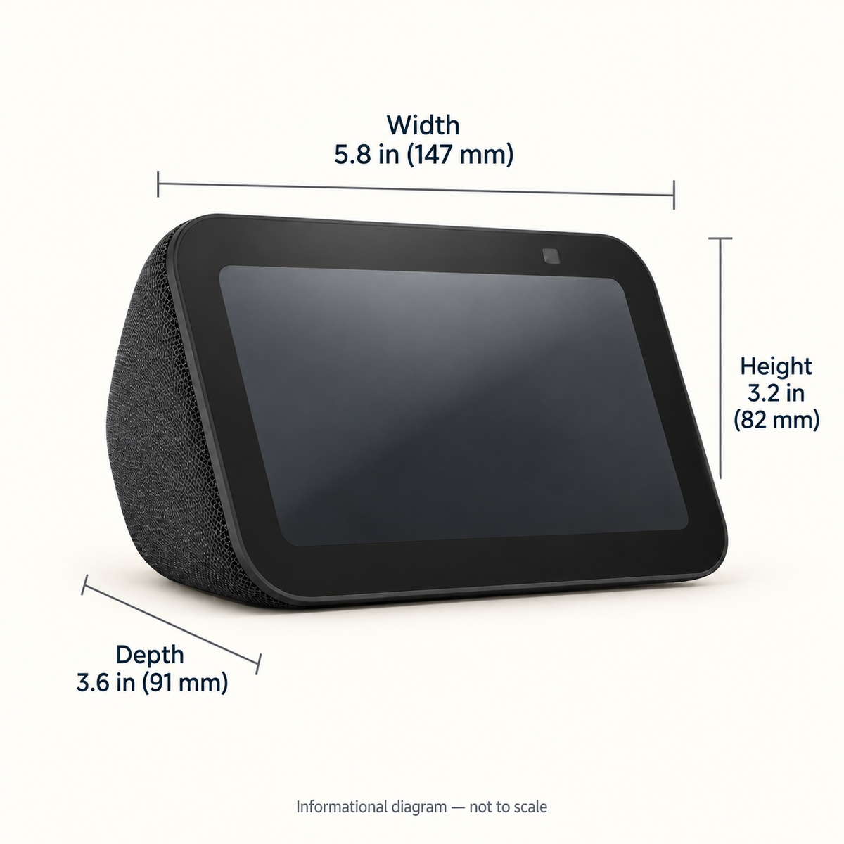 Echo Show 5 (3rd Gen, Charcoal) — Dimensions